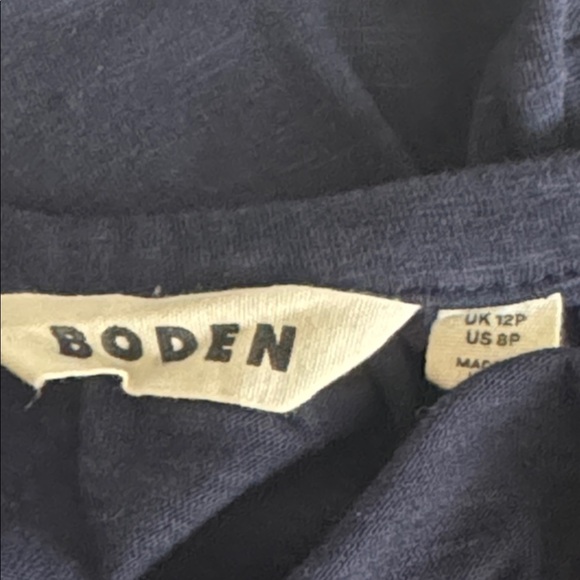 BODEN Navy Blue Midi Tierred Dress Short Sleeves Size 8P 8 Petite Relaxed Fit - Picture 5 of 6